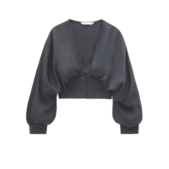Zara Buttoned Front Crop Top - Picture 4 of 16